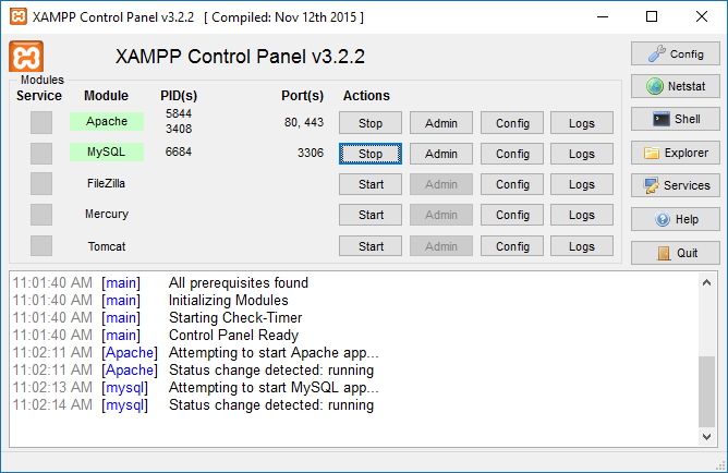 Installing xampp